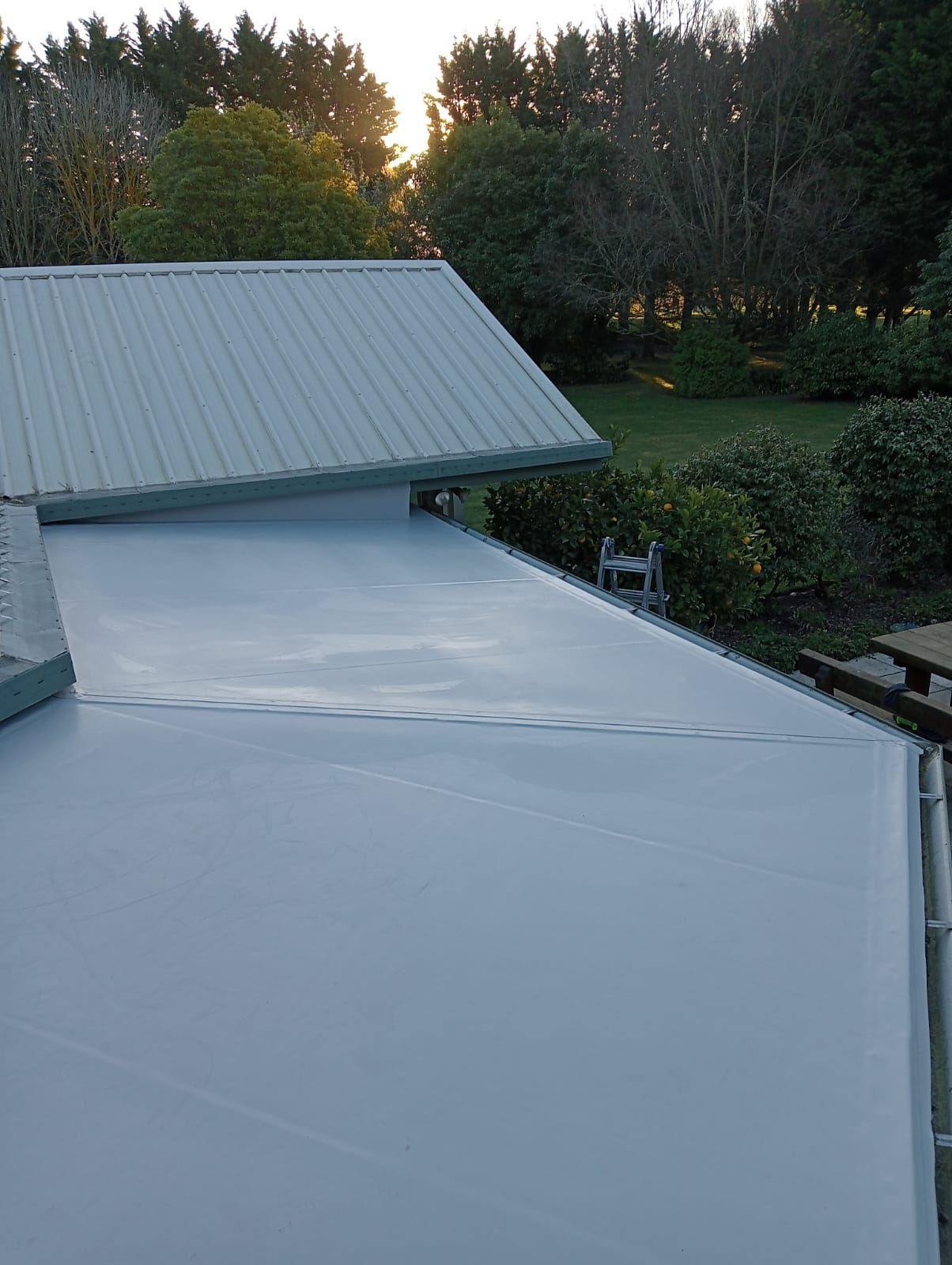 Flat roof after waterproofing